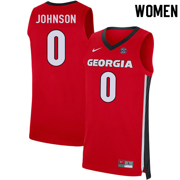 Women #0 K.D. Johnson Georgia Bulldogs College Basketball Jerseys Sale-Red
